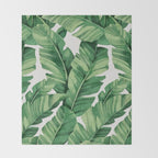 Tropical banana leaves Throw Blanket Gallery Image 2