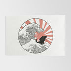 Godzilla Rising Sun The Great Wave  Rug Gallery Image 2