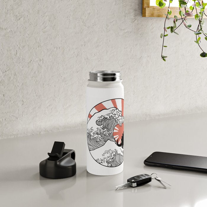 Godzilla Rising Sun The Great Wave  Water Bottle Gallery Image 4