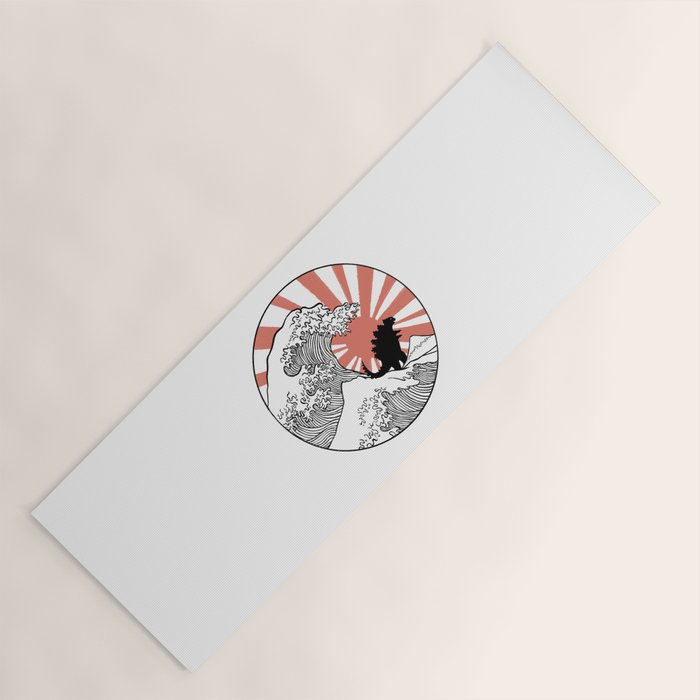 Godzilla Rising Sun The Great Wave  Yoga Mat Gallery Image 1