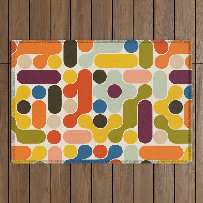 Mid Century Vivid Abstract Outdoor Rug Gallery Image 1