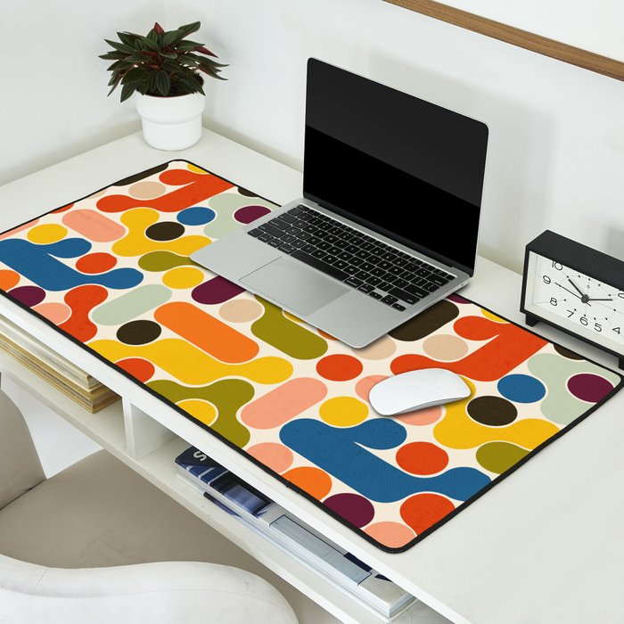 Mid Century Vivid Abstract Desk Mat Gallery Image 2