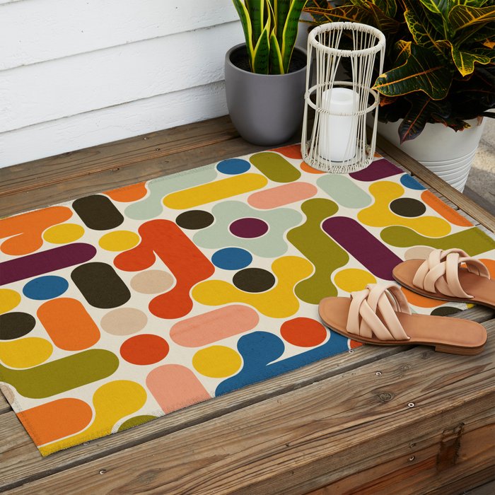 Mid Century Vivid Abstract Outdoor Rug Gallery Image 2