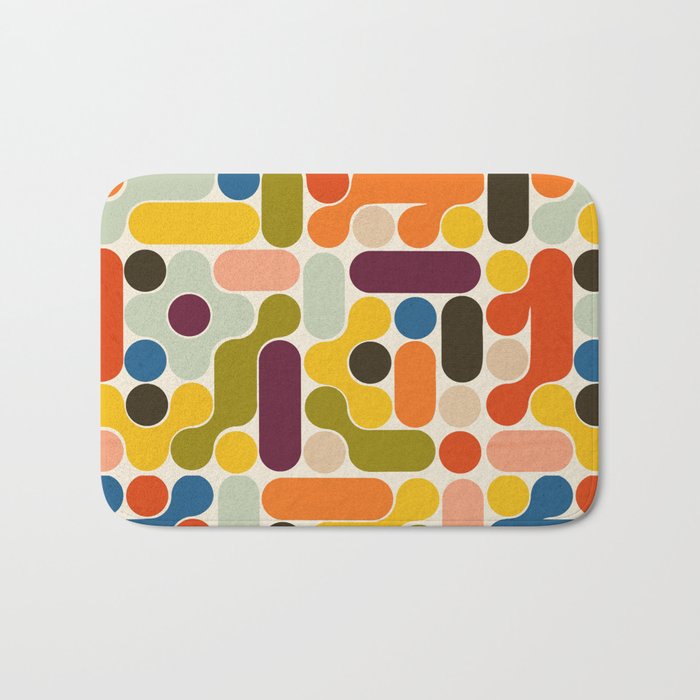 Mid Century Vivid Abstract Bath Mat Gallery Image 1