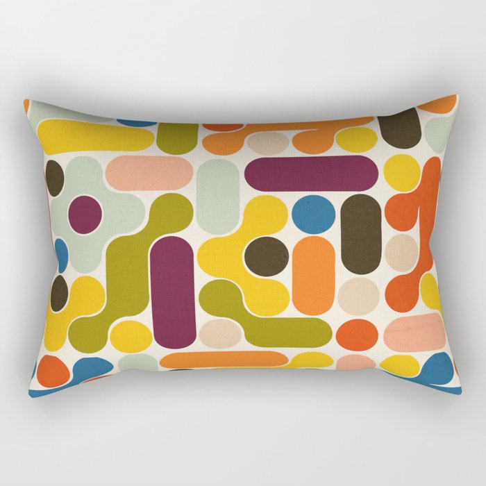 Mid Century Vivid Abstract Rectangular Pillow Gallery Image 1