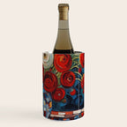 Red and White Ranunculus Flowers in Patterned Vase Still Life Painting Wine Chiller Gallery Image 3