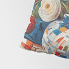 Red and White Ranunculus Flowers in Patterned Vase Still Life Painting Pillow Sham Gallery Image 4