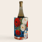Red and White Ranunculus Flowers in Patterned Vase Still Life Painting Wine Chiller Gallery Image 2