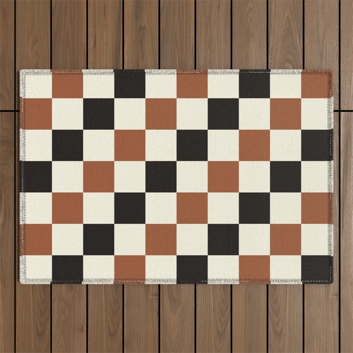 Black & Brown Check Outdoor Rug Gallery Image 1