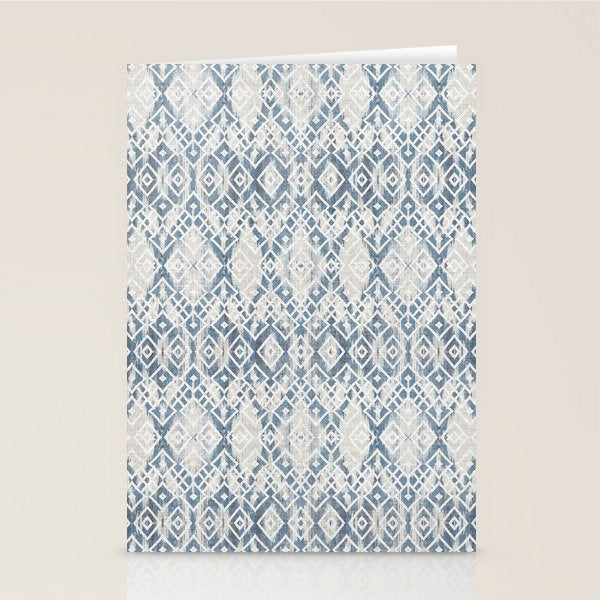 South Western boho abstract Ikat pattern - Indigo Ivory Stationery Card Gallery Image 2
