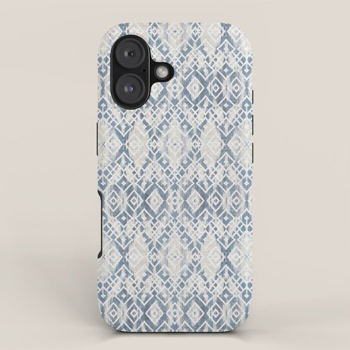 South Western boho abstract Ikat pattern - Indigo Ivory iPhone Case Gallery Image 1