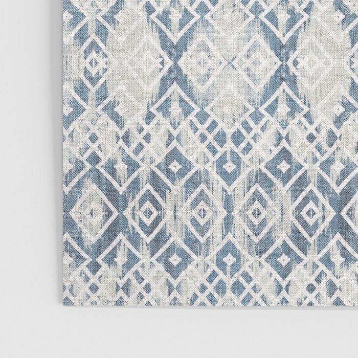South Western boho abstract Ikat pattern - Indigo Ivory Poster Gallery Image 3