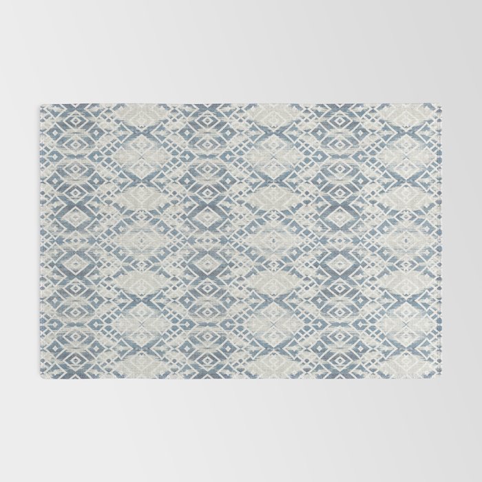 South Western boho abstract Ikat pattern - Indigo Ivory Rug Gallery Image 2