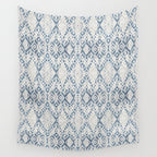 South Western boho abstract Ikat pattern - Indigo Ivory Wall Tapestry Gallery Image 4