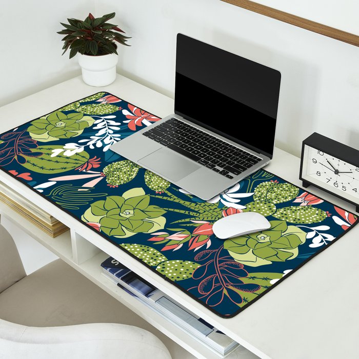 Succulent Garden Navy Desk Mat Gallery Image 2