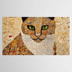 Klimt Cat with Green Eyes and White Scarf Tablecloth Gallery Image 2