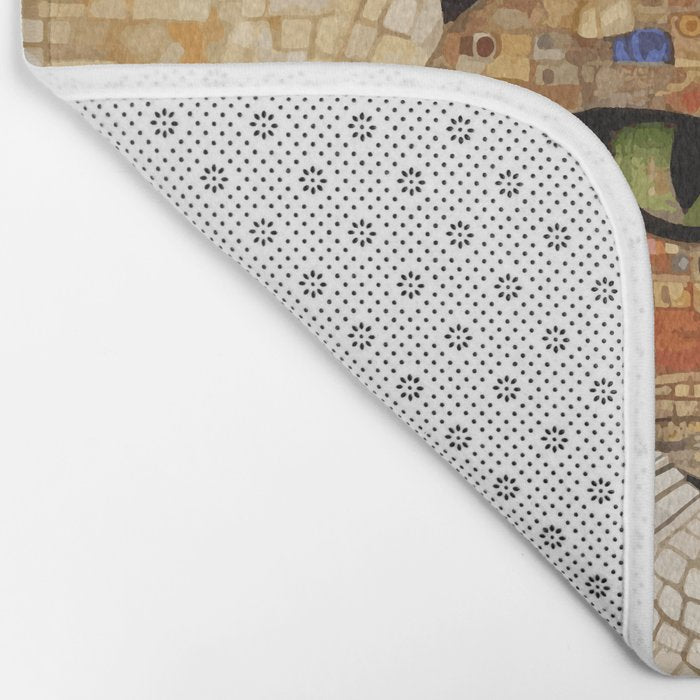 Klimt Cat with Green Eyes and White Scarf Bath Mat Gallery Image 2