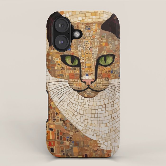 Klimt Cat with Green Eyes and White Scarf iPhone Case Gallery Image 1