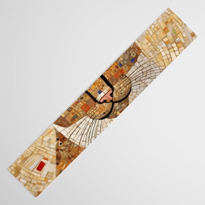 Klimt Cat with Green Eyes and White Scarf Table Runner Gallery Image 3