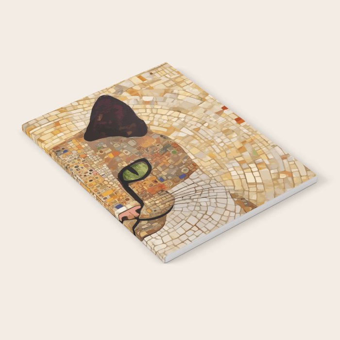 Klimt Cat with Green Eyes and White Scarf Notebook Gallery Image 2