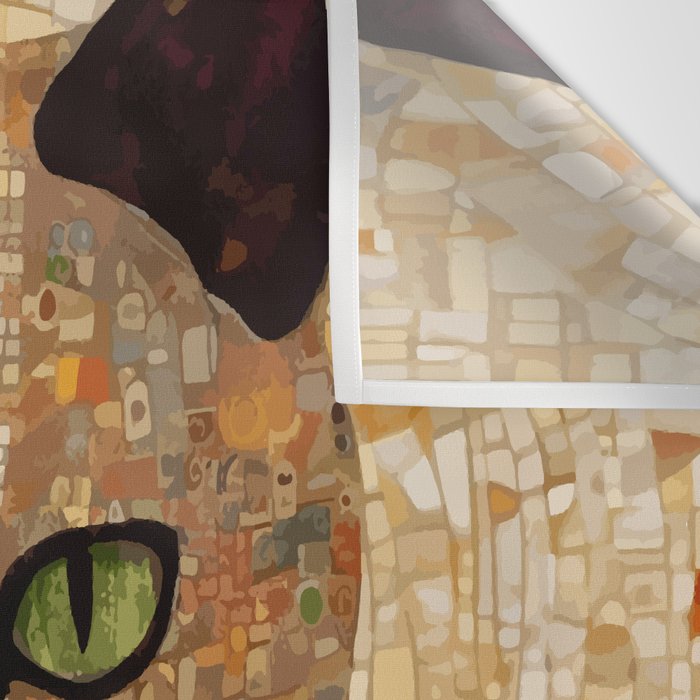 Klimt Cat with Green Eyes and White Scarf Wall Tapestry Gallery Image 3