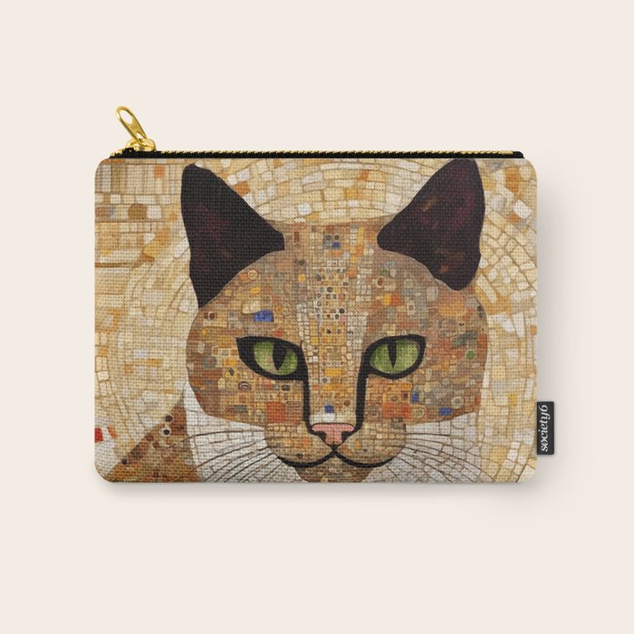 Klimt Cat with Green Eyes and White Scarf Carry All Pouch Gallery Image 1