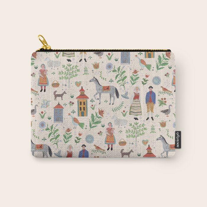 Swedish Folk Art Carry All Pouch Gallery Image 1