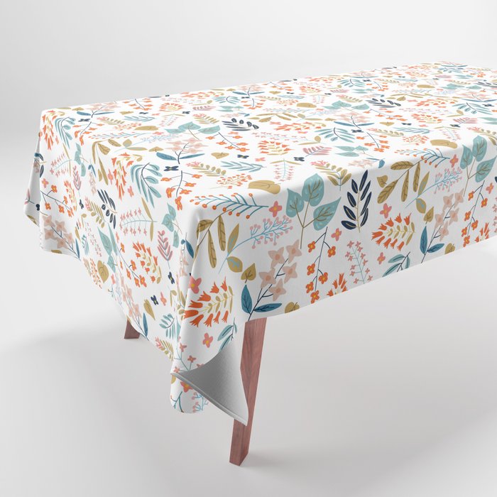 Botanical Harmony | Floral Vintage Plants Colorful Leaves | Autumn Spring Nature Bohemian Chic Tablecloth Gallery Image 1