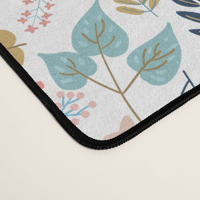 Botanical Harmony | Floral Vintage Plants Colorful Leaves | Autumn Spring Nature Bohemian Chic Desk Mat Gallery Image 4