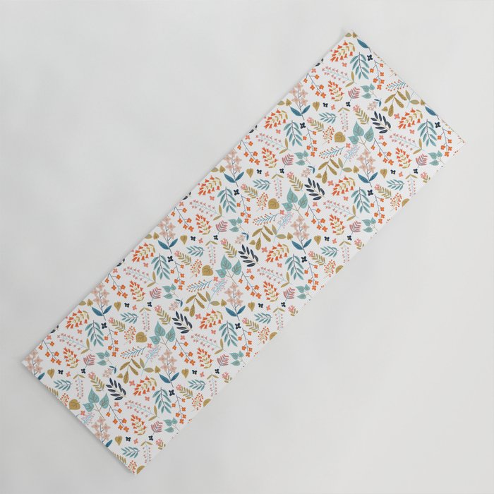 Botanical Harmony | Floral Vintage Plants Colorful Leaves | Autumn Spring Nature Bohemian Chic Yoga Mat Gallery Image 1