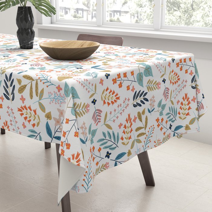 Botanical Harmony | Floral Vintage Plants Colorful Leaves | Autumn Spring Nature Bohemian Chic Tablecloth Gallery Image 3