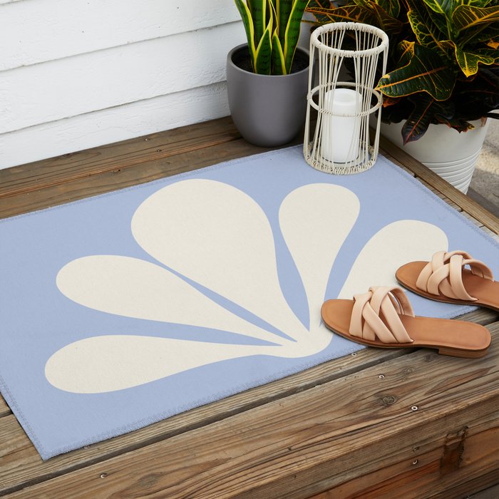 Tropical Plant Minimalism - Blue Outdoor Rug Gallery Image 2
