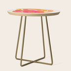 Funky Retro 70's Style Pattern Orange Pink Greindent Striped Circles Mid Century Colorful Pop Art Side Table Gallery Image 1