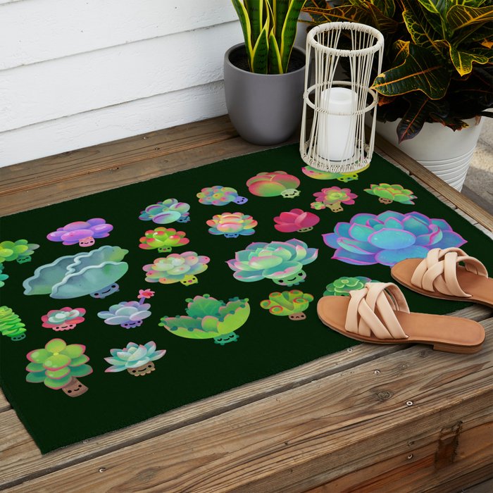 Baby succulent 2 - dark Outdoor Rug Gallery Image 2