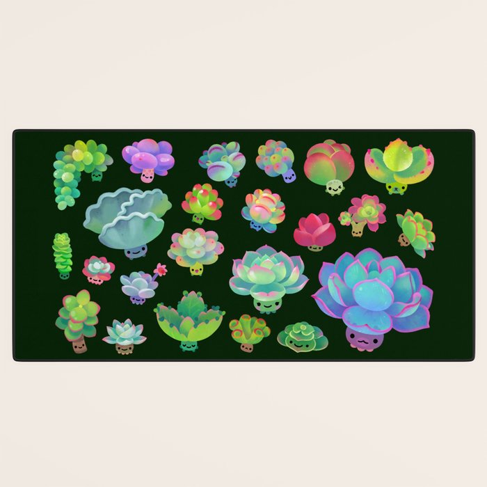 Baby succulent 2 - dark Desk Mat Gallery Image 3
