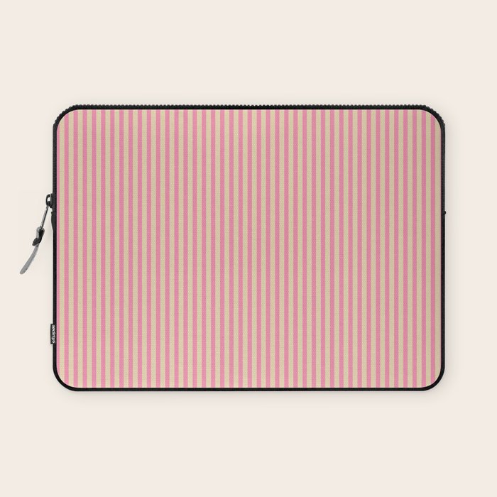 Fine Stripes Narrow Vertical Stripe Pattern Pink Cream Laptop Sleeve Gallery Image 1
