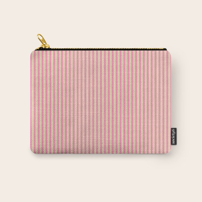 Fine Stripes Narrow Vertical Stripe Pattern Pink Cream Carry All Pouch Gallery Image 1
