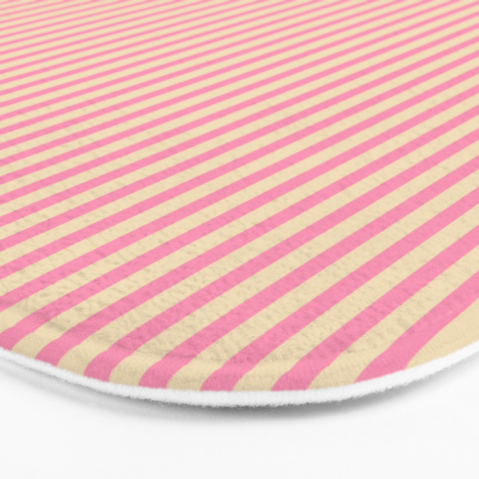 Fine Stripes Narrow Vertical Stripe Pattern Pink Cream Bath Mat Gallery Image 3