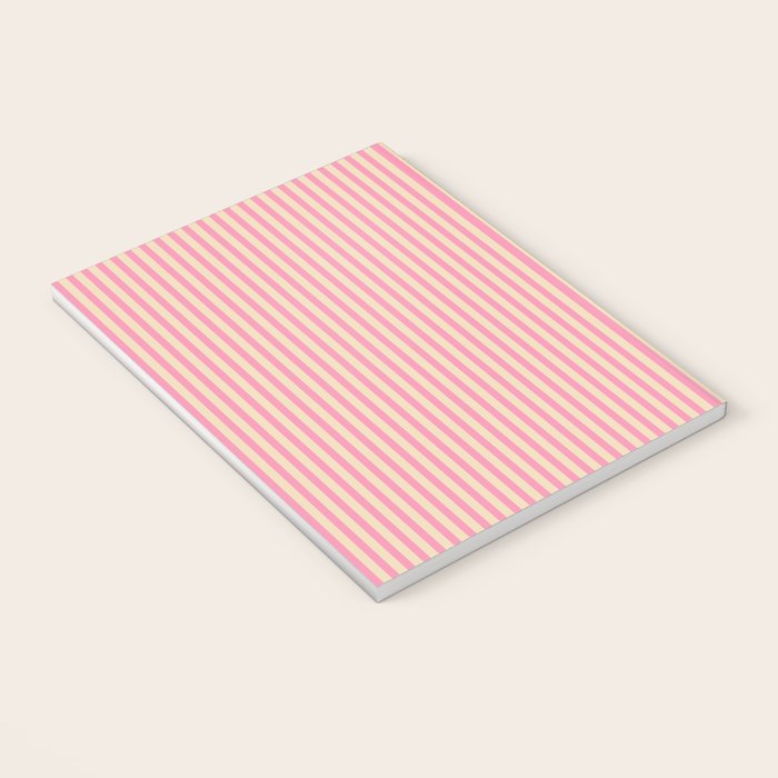 Fine Stripes Narrow Vertical Stripe Pattern Pink Cream Notebook Gallery Image 3