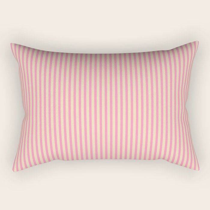 Fine Stripes Narrow Vertical Stripe Pattern Pink Cream Rectangular Pillow Gallery Image 2