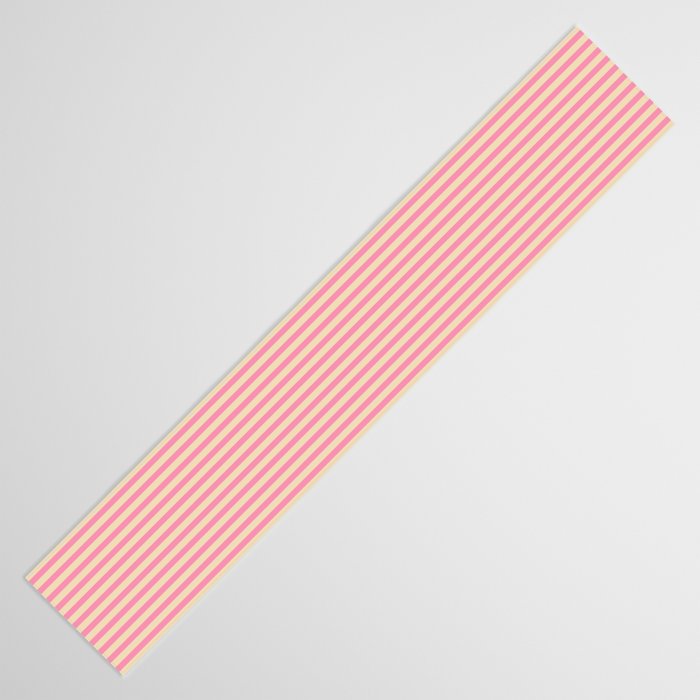 Fine Stripes Narrow Vertical Stripe Pattern Pink Cream Table Runner Gallery Image 3