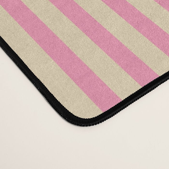 Fine Stripes Narrow Vertical Stripe Pattern Pink Cream Desk Mat Gallery Image 4