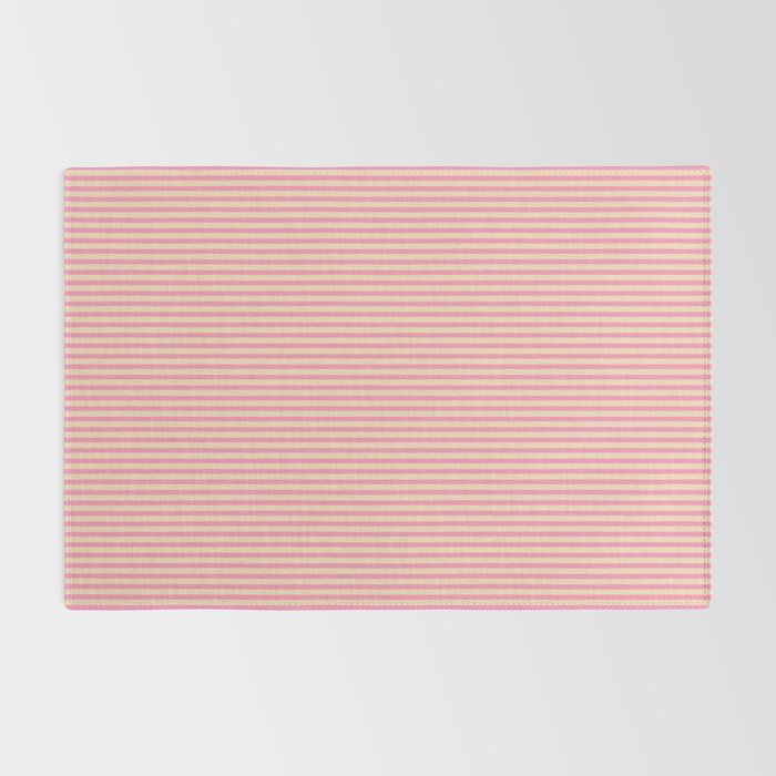 Fine Stripes Narrow Vertical Stripe Pattern Pink Cream Rug Gallery Image 2