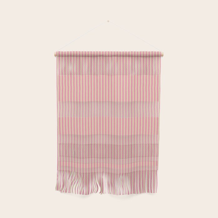 Fine Stripes Narrow Vertical Stripe Pattern Pink Cream Wall Hanging Gallery Image 1