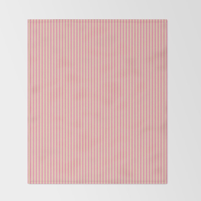 Fine Stripes Narrow Vertical Stripe Pattern Pink Cream Throw Blanket Gallery Image 2
