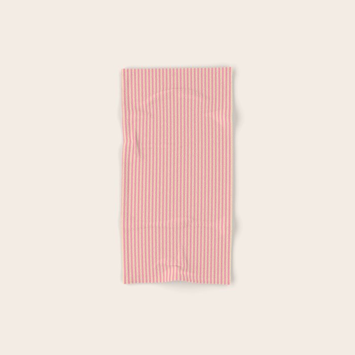 Fine Stripes Narrow Vertical Stripe Pattern Pink Cream Bath Towel Gallery Image 1