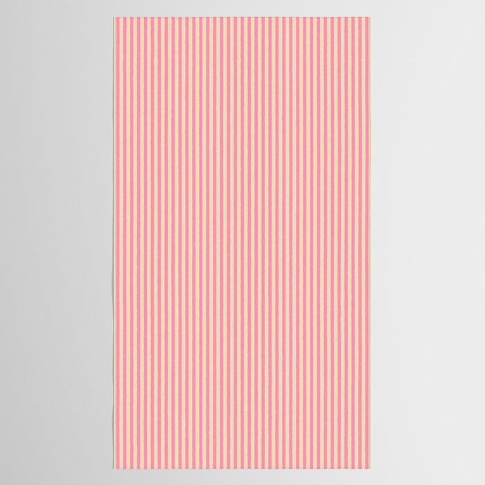Fine Stripes Narrow Vertical Stripe Pattern Pink Cream Tablecloth Gallery Image 2