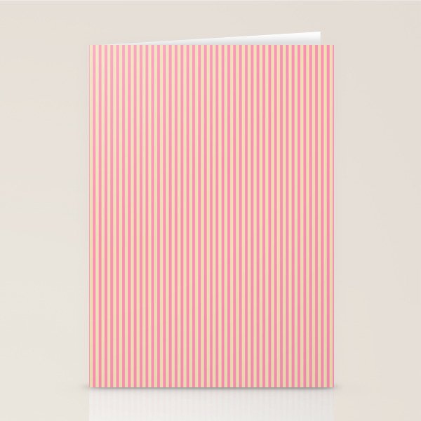 Fine Stripes Narrow Vertical Stripe Pattern Pink Cream Stationery Card Gallery Image 1