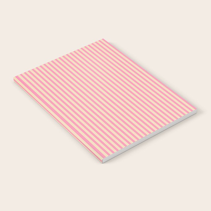Fine Stripes Narrow Vertical Stripe Pattern Pink Cream Notebook Gallery Image 1