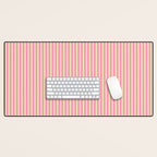Fine Stripes Narrow Vertical Stripe Pattern Pink Cream Desk Mat Gallery Image 1